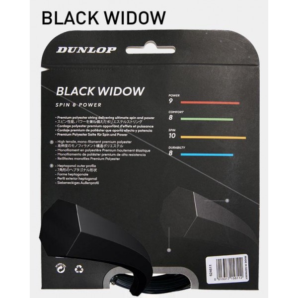 Tenis struny DUNLOP BLACK WIDOW 16G 1,26 mm (délka 12 m)