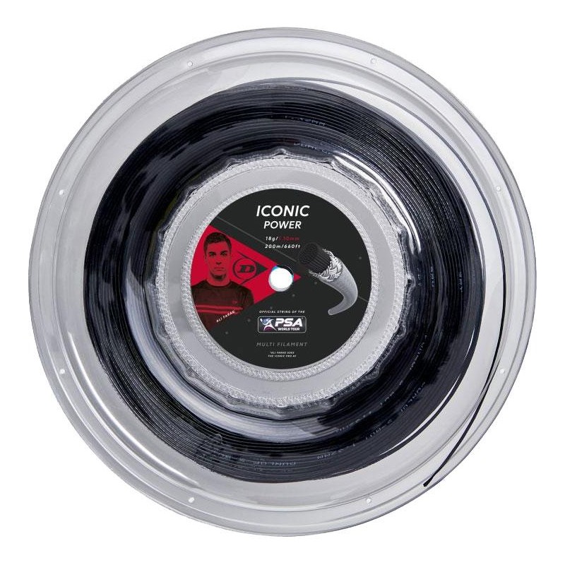 Squash struny DUNLOP ICONIC POWER 18G/1,10 mm (kolo 100 m)