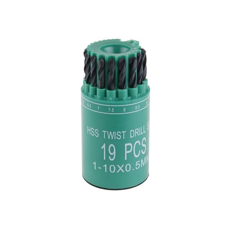 Sada HSS vrtáků 1-10mm (po 0.5mm) 19ks válec-plast