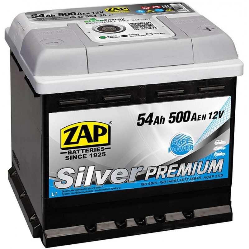 autobaterie ZAP Silver Premium 54Ah 12V 500A 206x175x190