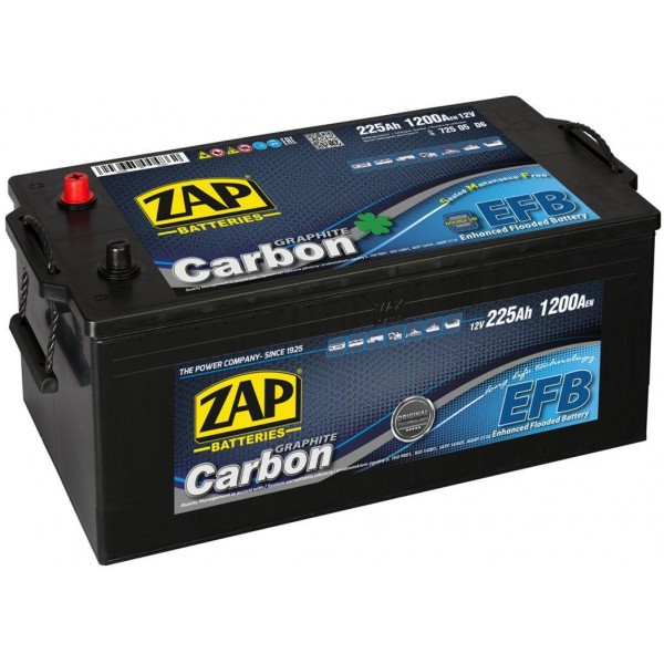 autobaterie ZAP TRUCK Carbon EFB 225Ah 12V 1200A 518x264x215/242