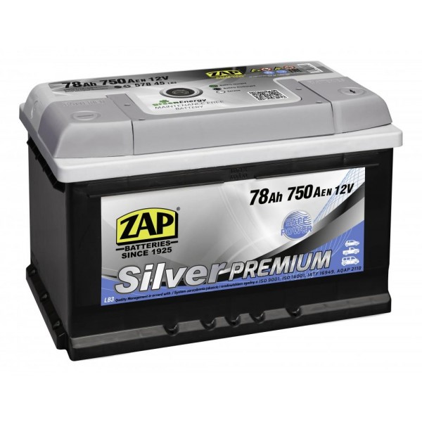 autobaterie ZAP Silver Premium 78Ah 12V 750A 275x175x175