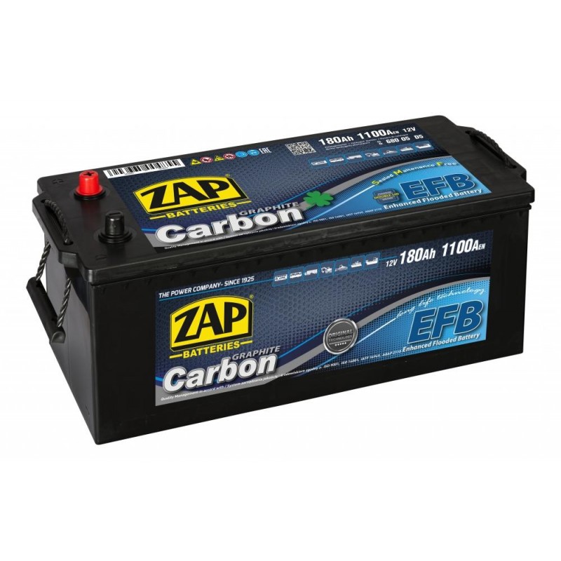 autobaterie ZAP TRUCK Carbon EFB 180Ah 12V 1100A 513x210x195/220