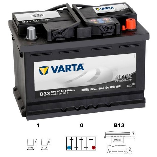 autobaterie VARTA Promotive BLACK 66Ah 12V 510A 278x175x190