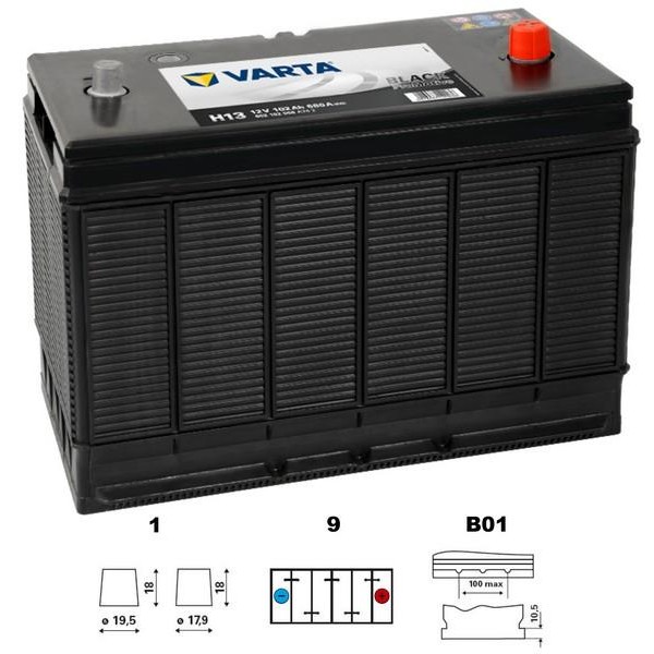 autobaterie VARTA Promotive BLACK 105Ah 12V 800A 330x172x240