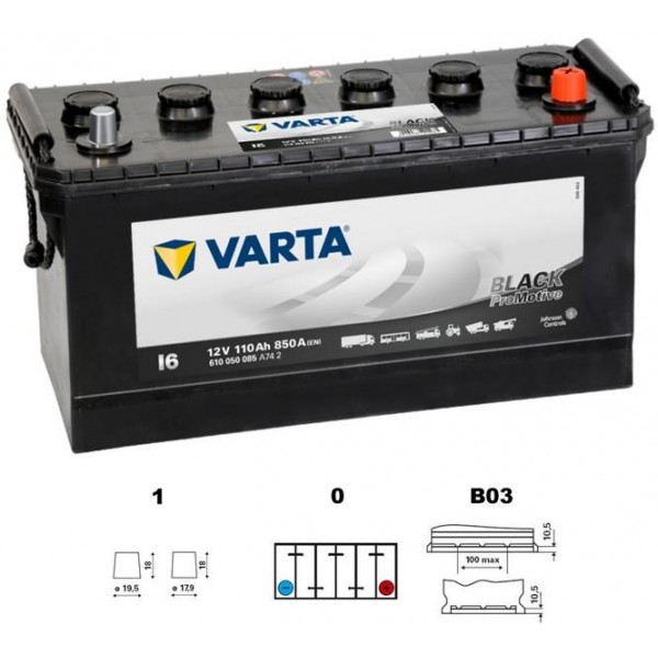 autobaterie VARTA Promotive BLACK 110Ah 12V 850A 413x175x220