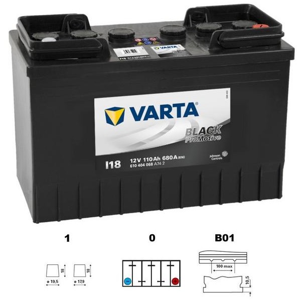 autobaterie VARTA Promotive BLACK 110Ah 12V 680A 347x173x234 spodní uchycení