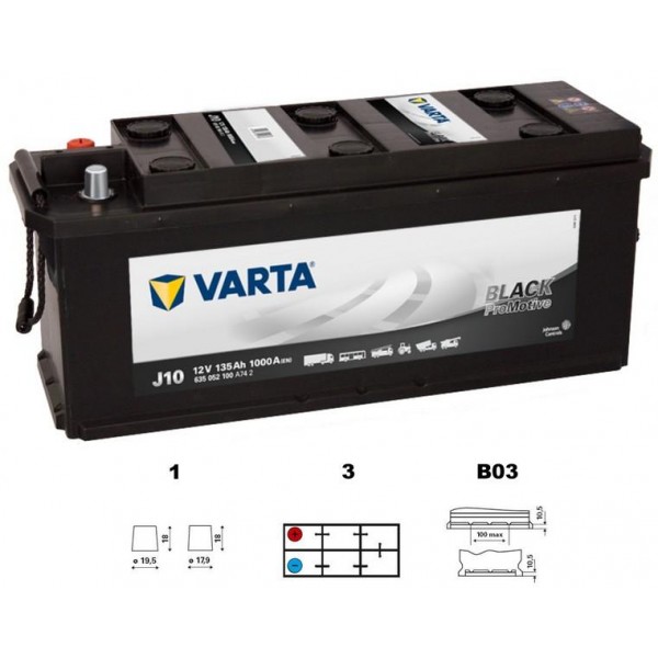 autobaterie VARTA Promotive BLACK 135Ah 12V 1000A 514x175x210 spodní uchycení