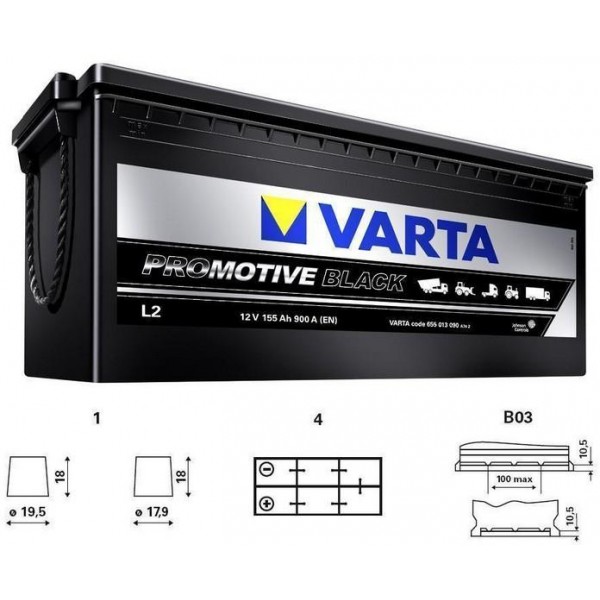 autobaterie VARTA Promotive BLACK 180Ah 12V 1000A 513x218x223 LEVÁ