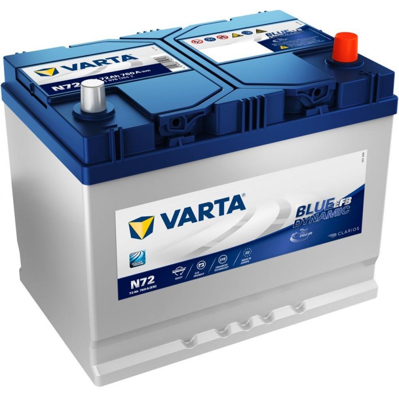 autobaterie VARTA Blue dynamic EFB START-STOP 72Ah 12V 261x175x225 760A