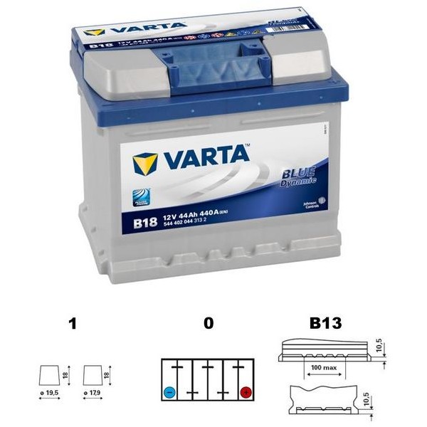 autobaterie VARTA Blue dynamic 44Ah 12V 440A 207x175x175