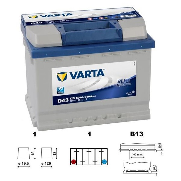 autobaterie VARTA Blue dynamic 60Ah 12V 540A 242x175x190 LEVÁ