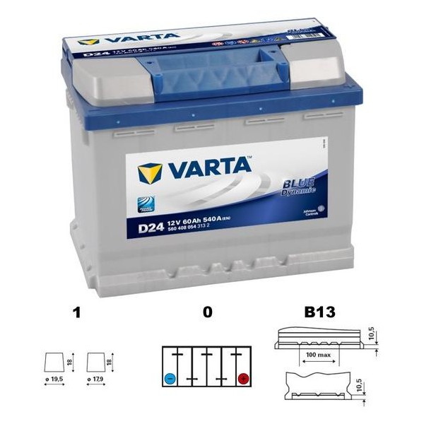 autobaterie VARTA Blue dynamic 60Ah 12V 540A 242x175x190