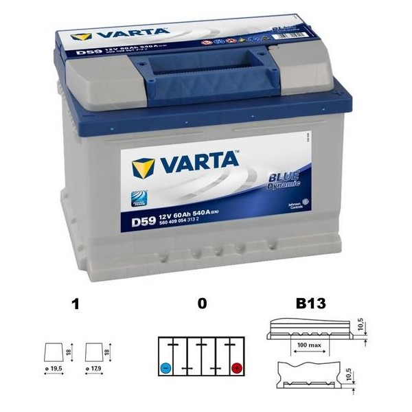 autobaterie VARTA Blue dynamic 60Ah 12V 540A 242x175x175