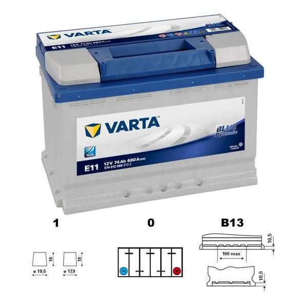 autobaterie VARTA Blue dynamic 74Ah 12V 680A 278x175x190