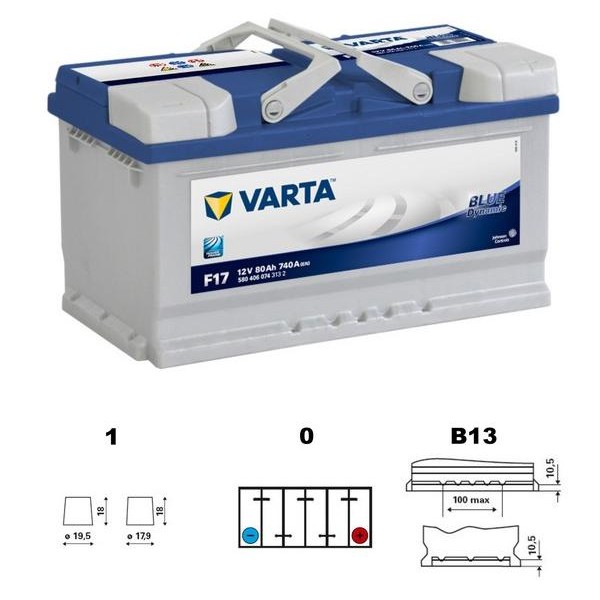 autobaterie VARTA Blue dynamic 80Ah 12V 740A 315x175x175