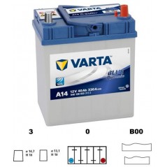 autobaterie VARTA Blue dynamic Asia 40Ah 12V 330A 187x127x227 slabé jap.poly