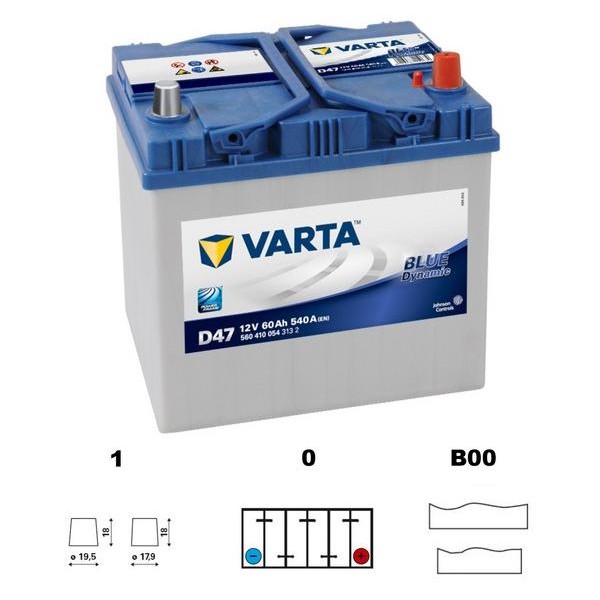 autobaterie VARTA Blue dynamic Asia 60Ah 12V 540A 232x173x225