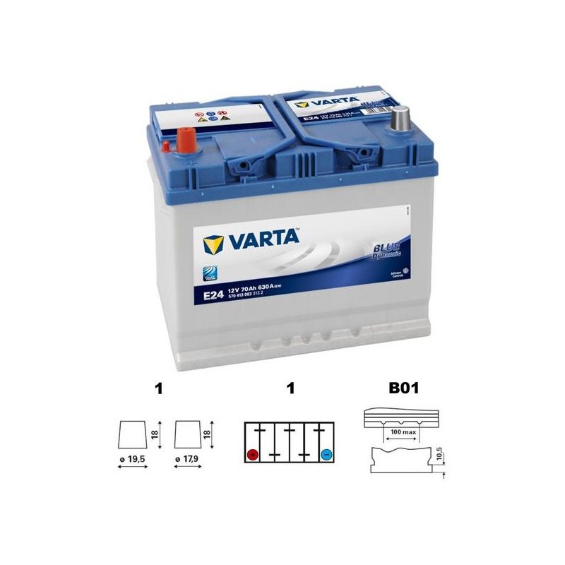 autobaterie VARTA Blue dynamic Asia 70Ah 12V 630A 261x175x220 LEVÁ