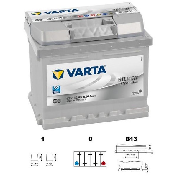 autobaterie VARTA Silver dynamic 52Ah 12V 520A 207x175x175