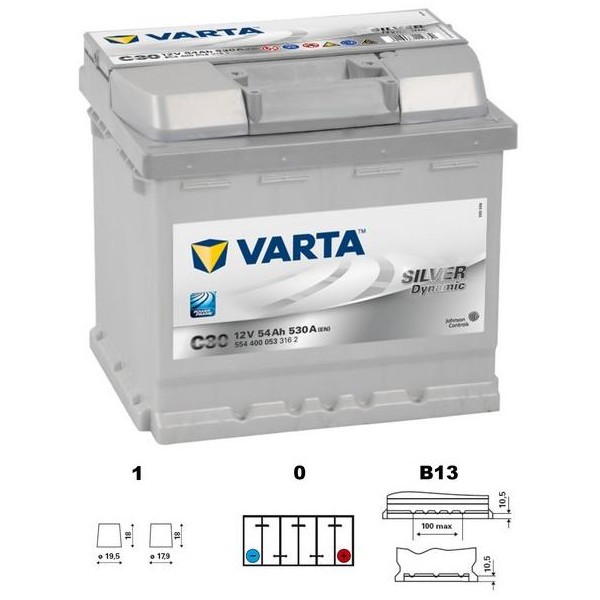 autobaterie VARTA Silver dynamic 54Ah 12V 530A 207x175x190