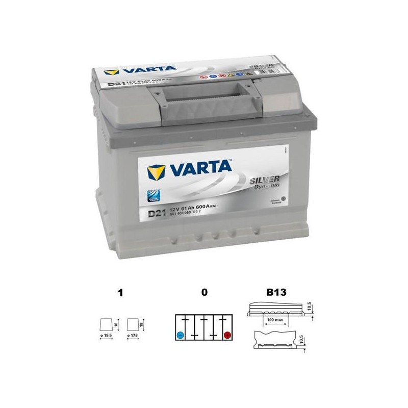 autobaterie VARTA Silver dynamic 61Ah 12V 600A 242x175x175