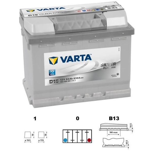 autobaterie VARTA Silver dynamic 63Ah 12V 610A 242x175x190