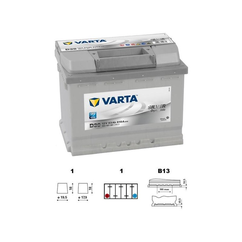 autobaterie VARTA Silver dynamic 63Ah 12V 610A 242x175x190 LEVÁ