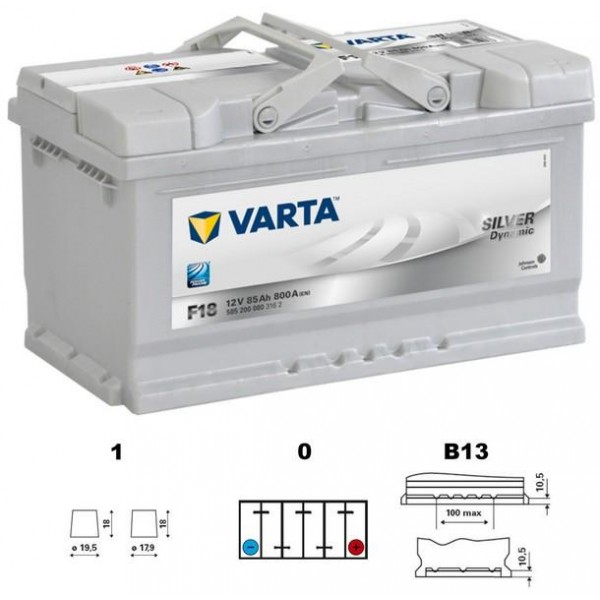 autobaterie VARTA Silver dynamic 85Ah 12V 800A 315x175x175