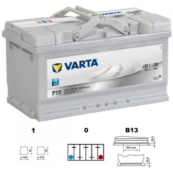 autobaterie VARTA Silver dynamic 85Ah 12V 800A 315x175x190