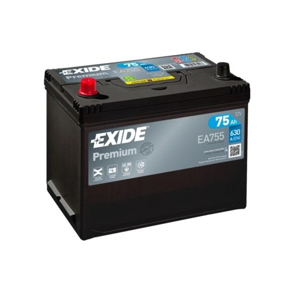 autobaterie EXIDE Premium CARBON 12V 75Ah 630A 272x173x222 Levá