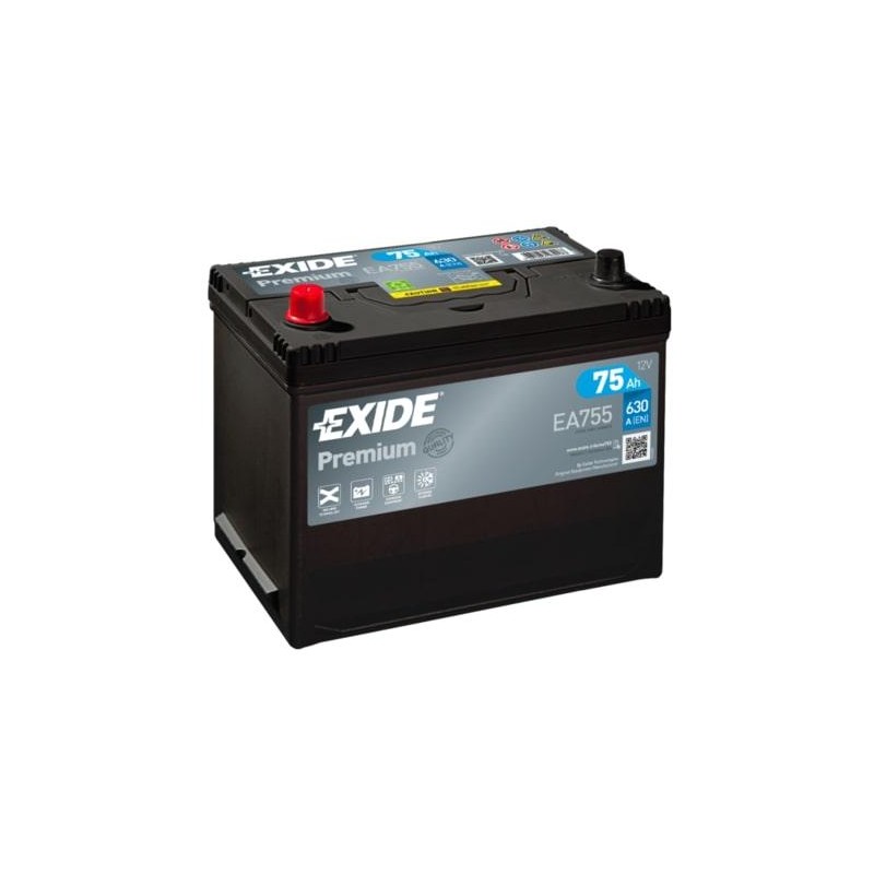 autobaterie EXIDE Premium CARBON 12V 75Ah 630A 272x173x222 Levá