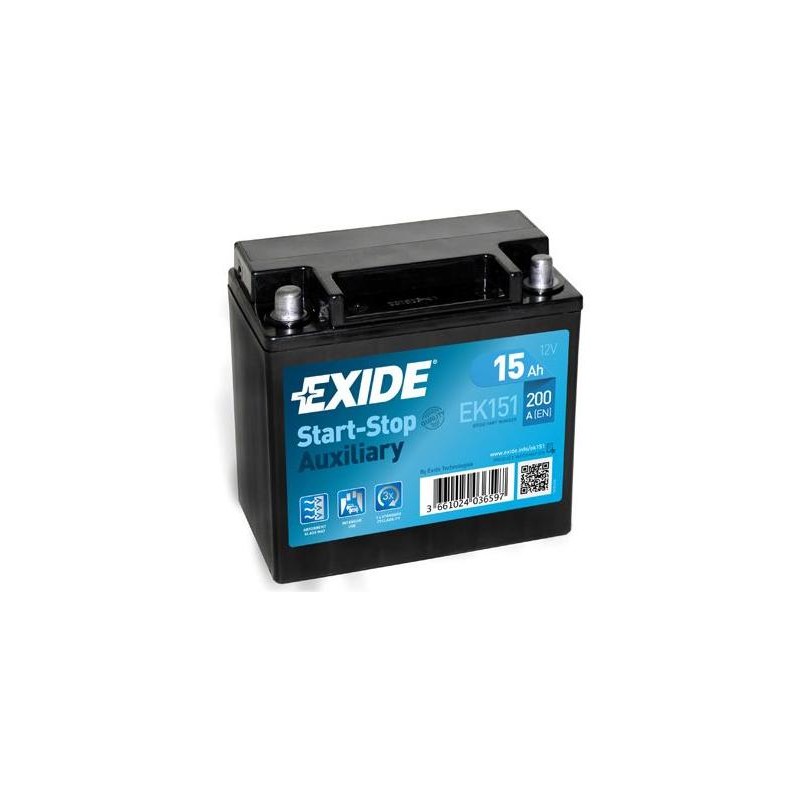 autobaterie EXIDE přidavná pro Start-Stop AGM 12V 15Ah 200A 150x90x145 m.kužel