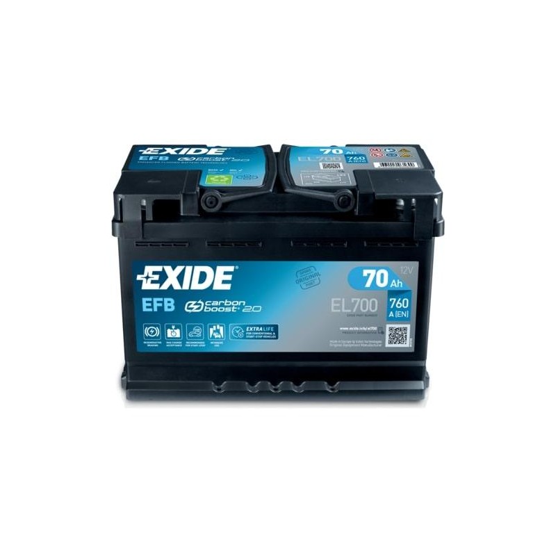 autobaterie EXIDE Start-Stop EFB 12V 70Ah 720A 278x175x190