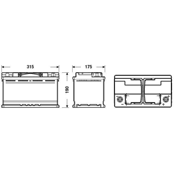 autobaterie EXIDE Start-Stop EFB 12V 80Ah 720A 315x175x190