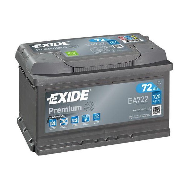 autobaterie EXIDE Premium CARBON 12V 72Ah 720A 278x175x175