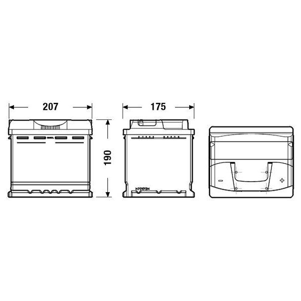 autobaterie EXIDE Excell 12V 50Ah 450A 207x175x190