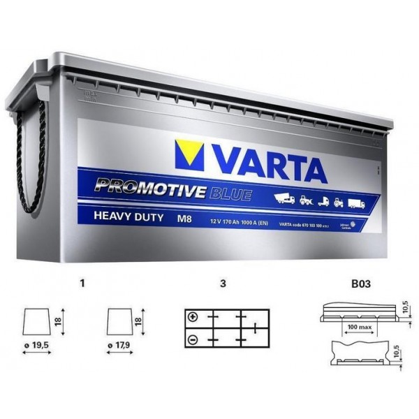 autobaterie VARTA Promotive BLUE 140Ah 12V 800A 513x189x223 spodní uchycení