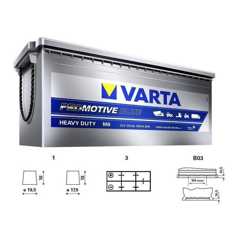 autobaterie VARTA Promotive BLUE 140Ah 12V 800A 513x189x223 spodní uchycení