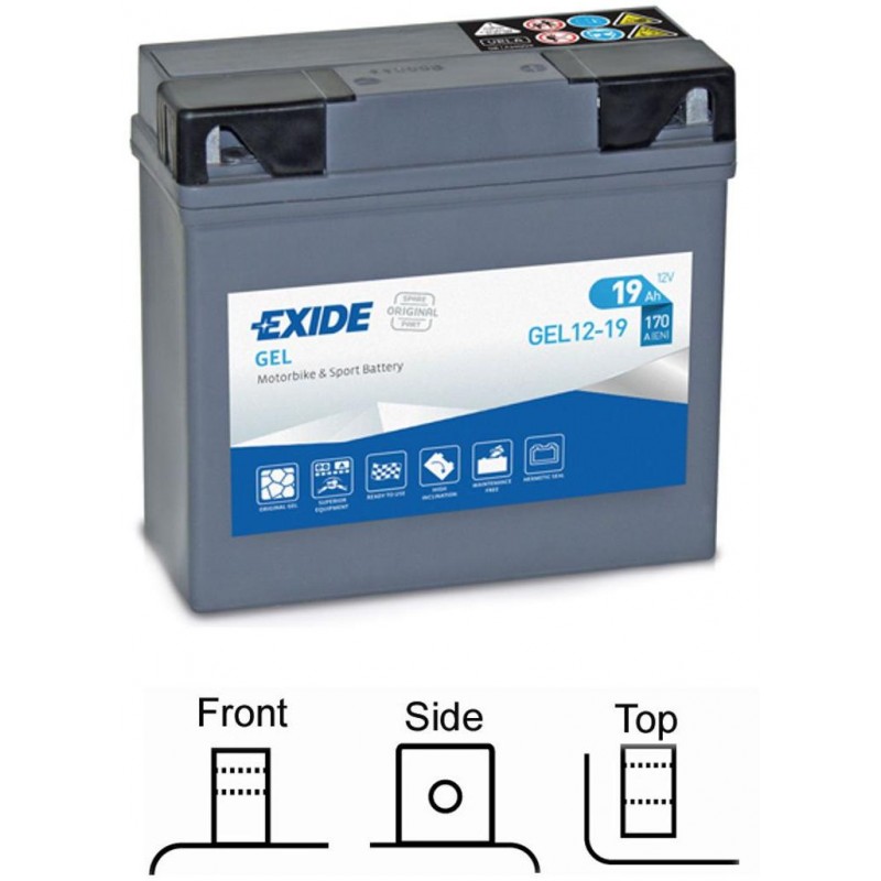 motobaterie EXIDE GEL 12V 19Ah 170A 185x80x170