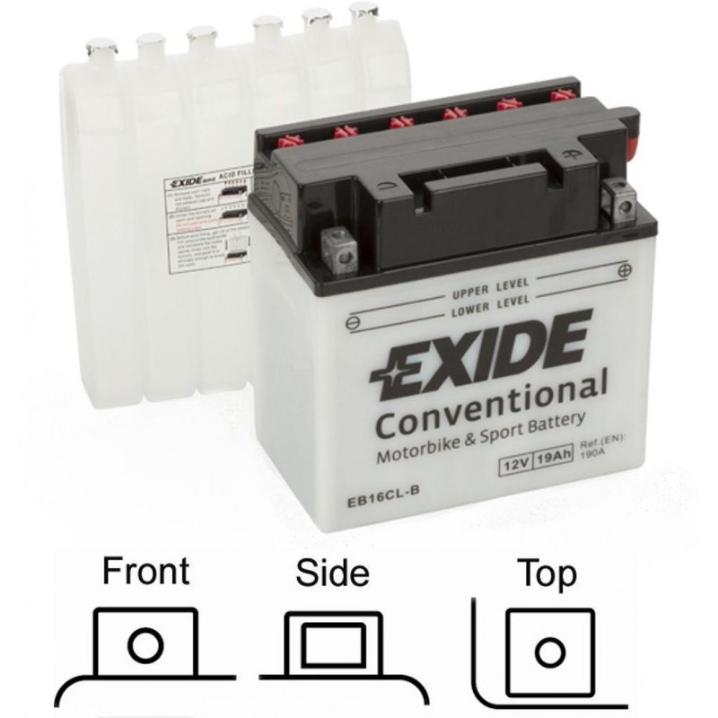 motobaterie EXIDE suchá, přednabitá 12V 19Ah 190A 175x100x175