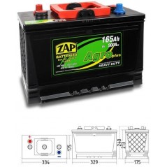 autobaterie ZAP Agro HD 165Ah 6V 900A 334x175x240