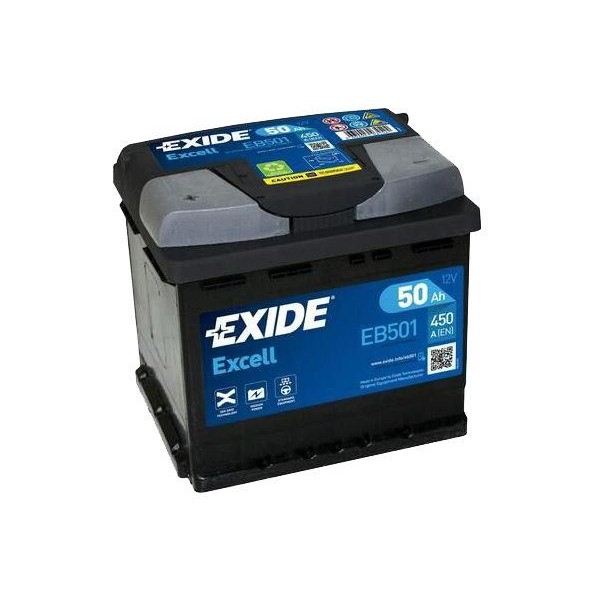 autobaterie EXIDE Excell 12V 50Ah 450A 207x175x190 Levá