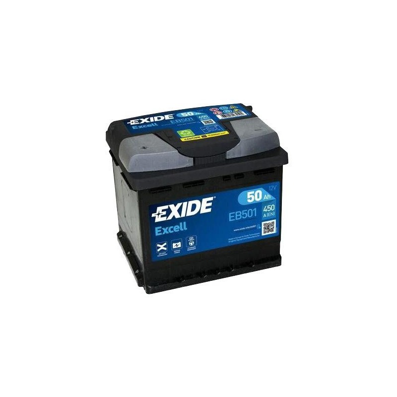 autobaterie EXIDE Excell 12V 50Ah 450A 207x175x190 Levá