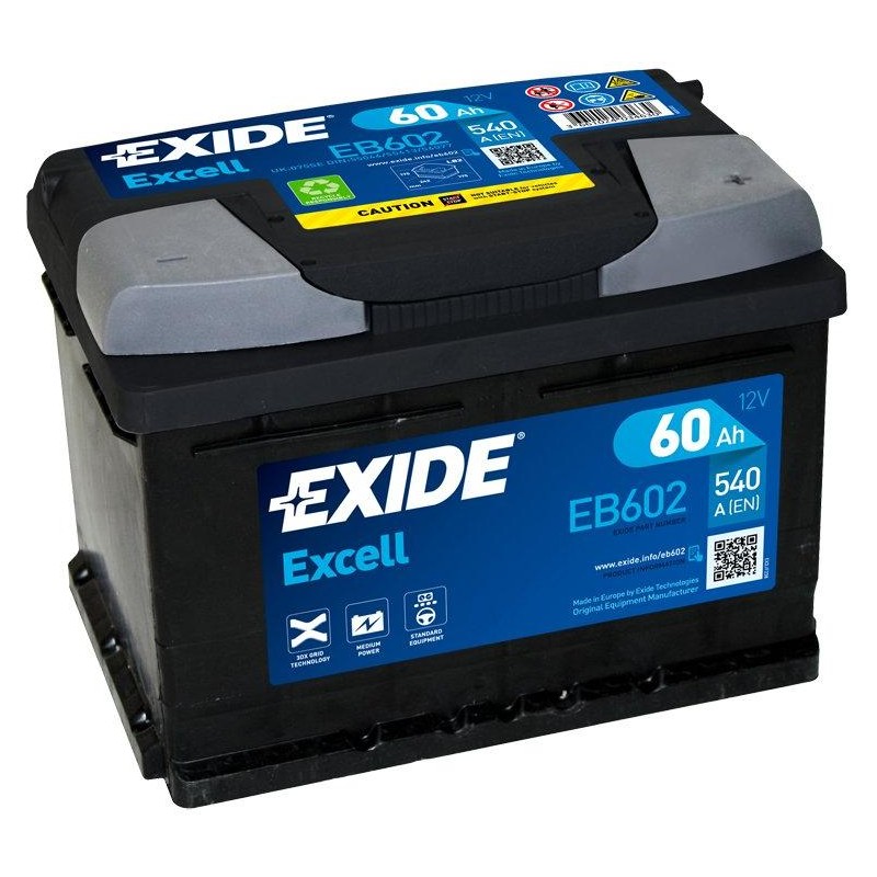 autobaterie EXIDE Excell 12V 60Ah 540A 242x175x175