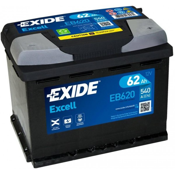 autobaterie EXIDE Excell 12V 62Ah 540A 242x175x190