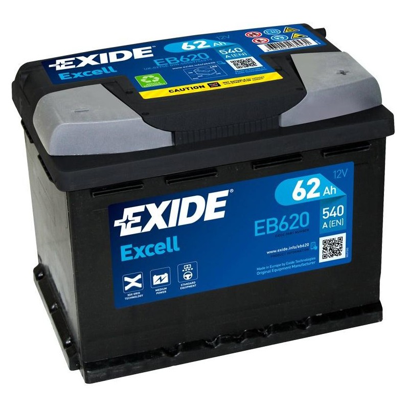 autobaterie EXIDE Excell 12V 62Ah 540A 242x175x190