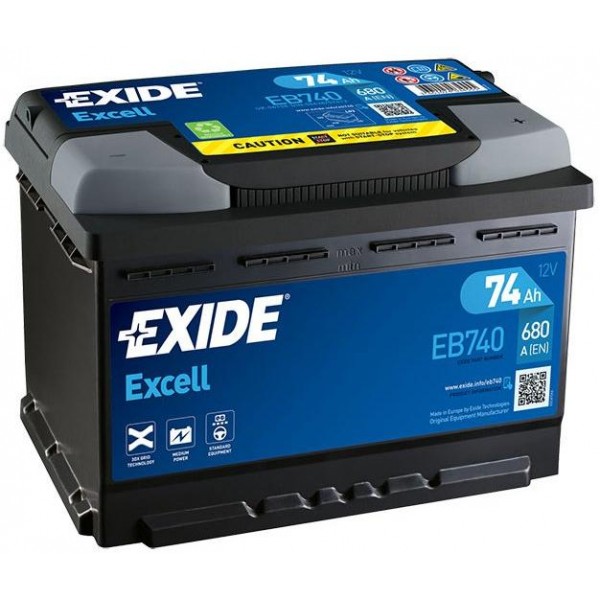 autobaterie EXIDE Excell 12V 74Ah 680A 278x175x190