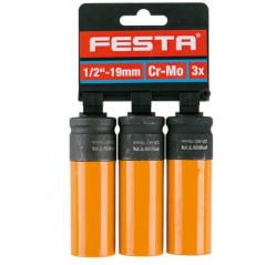 Hlavice na kola FESTA CrMo 1/2" 19mm 3ks(D)