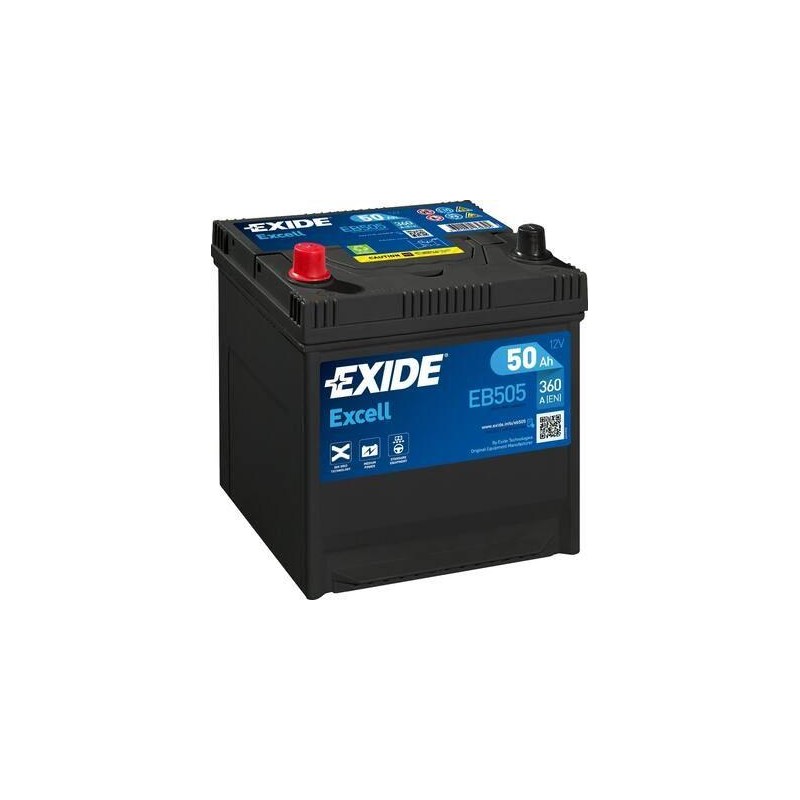 autobaterie EXIDE Excell 12V 50Ah 360A 200x173x222 Levá